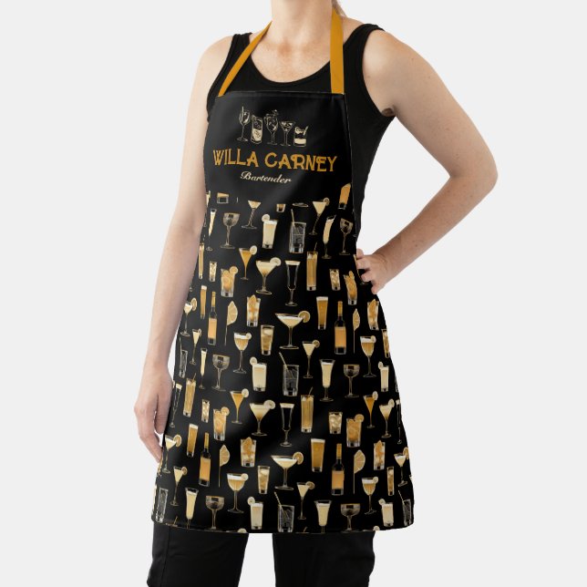 Cocktail bartender Professional | Elegant Gold Apron (Insitu)