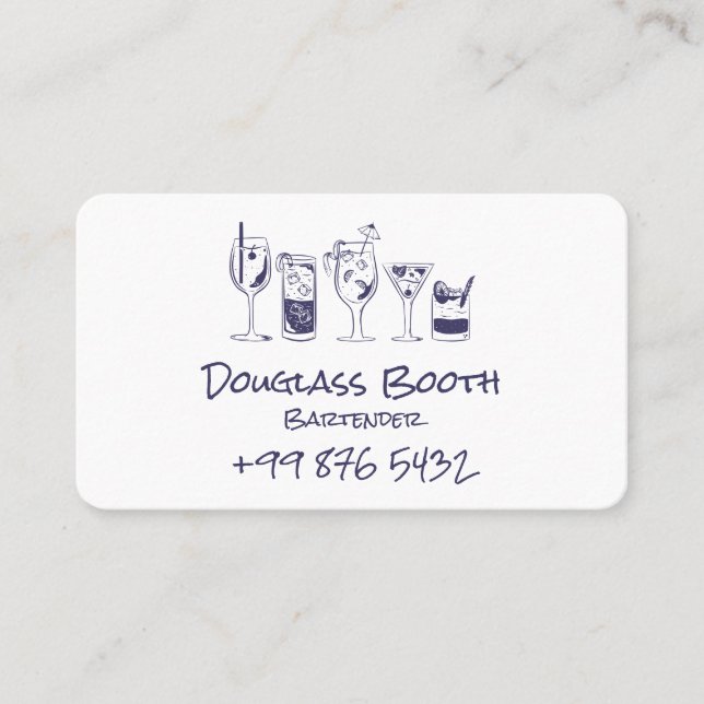 Cocktail bartender Professional | Modern Black Bus Business Card (Front)