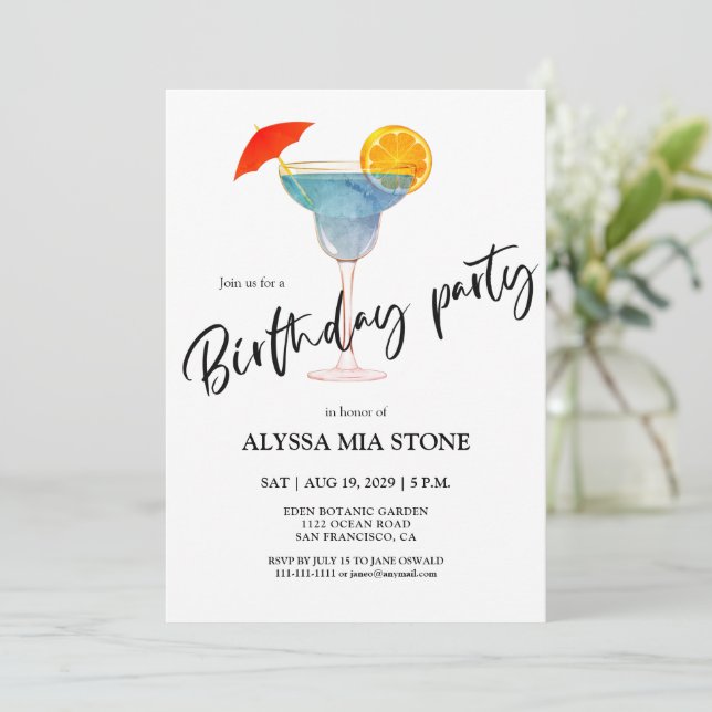 Cocktail Birthday Party Invitation (Standing Front)