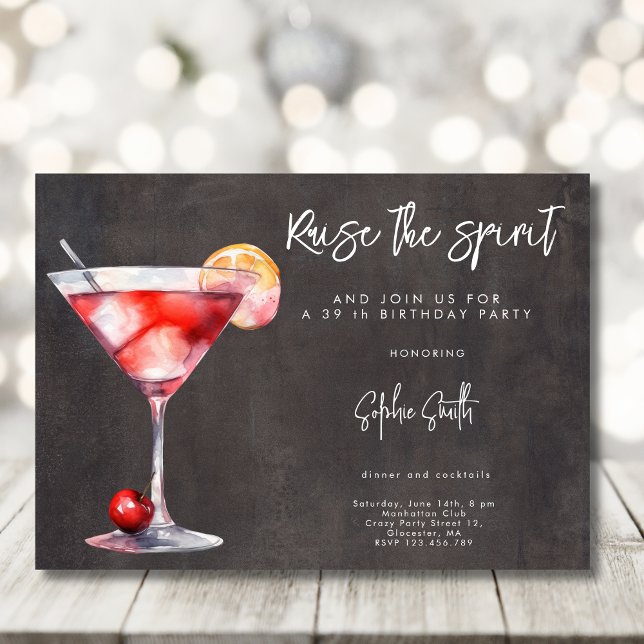 Cocktail birthday party watercolor invitation (Creator Uploaded)