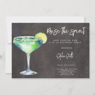 Cocktail birthday party watercolor invitation