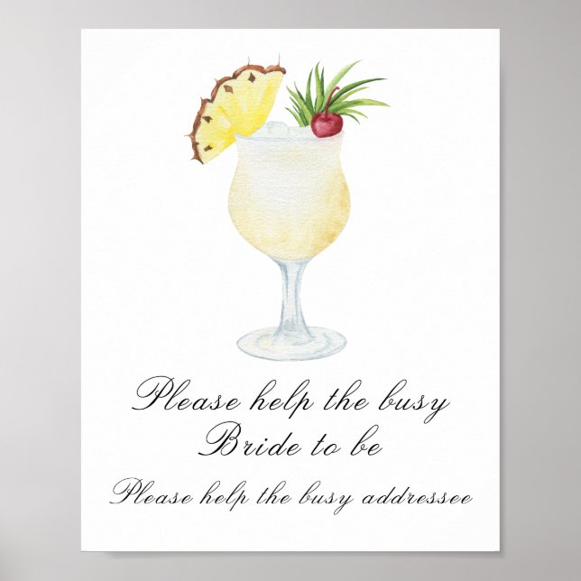 Cocktail bridal shower  - help the busy bride poster (Front)