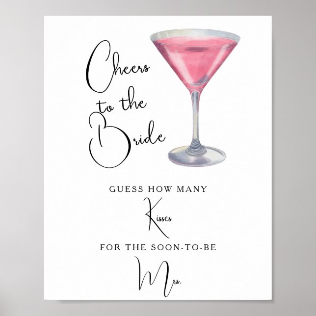Cocktail Bridal shower How many kisses Poster (Front)