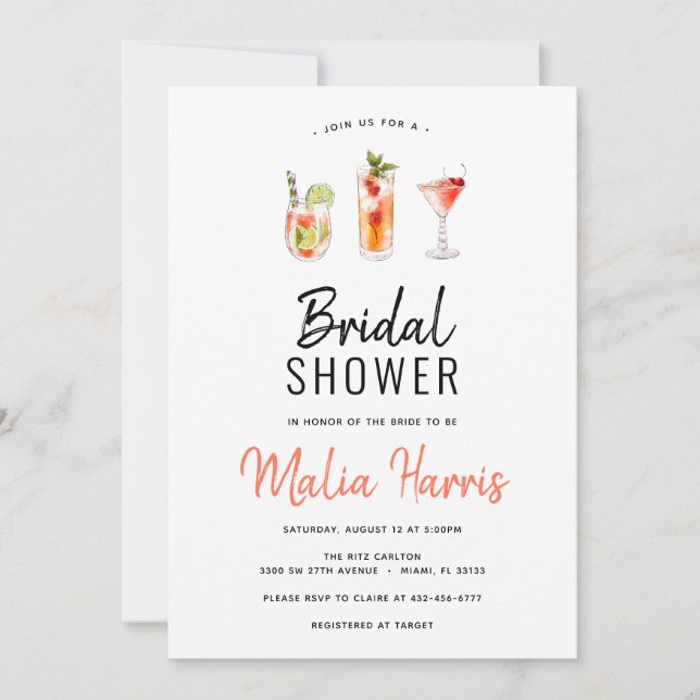 Cocktail Bridal Shower invitation (Front)