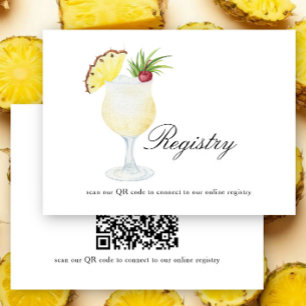 Cocktail Bridal shower QR code for registry  Enclosure Card