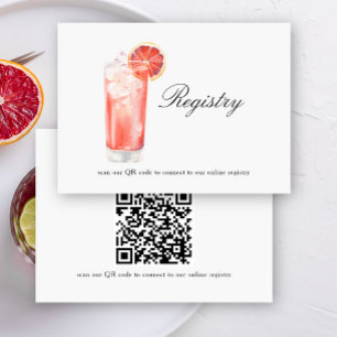 Cocktail Bridal shower QR code for registry Enclosure Card