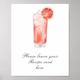 Cocktail bridal shower - Recipe card Poster