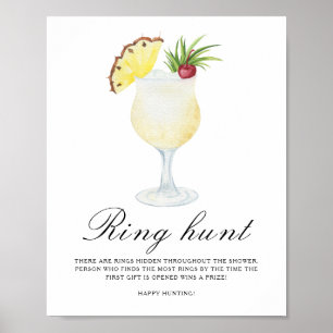 Cocktail Bridal shower - Ring hunt game Poster