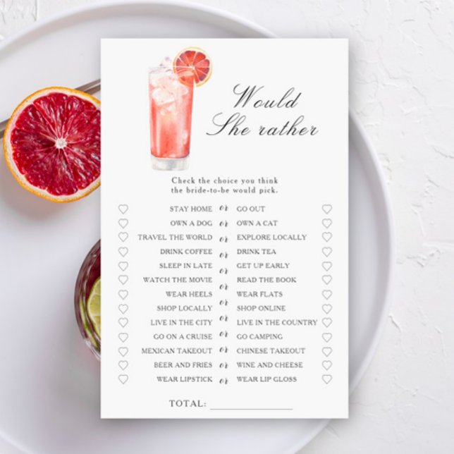 Cocktail bridal shower - Would she rather game (Creator Uploaded)
