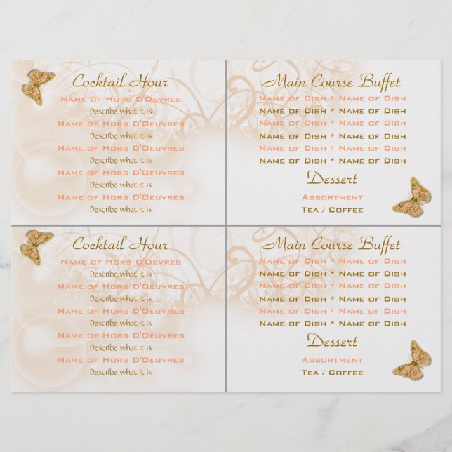 Cocktail buffet wedding menu template (Front)
