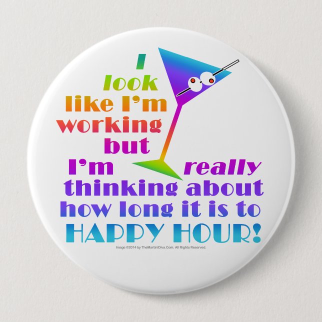 Cocktail Buttons - How Long to Happy Hour (Front)