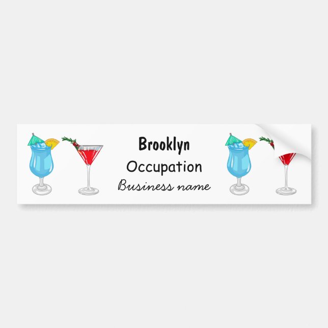 Cocktail cartoon illustration bumper sticker (Front)