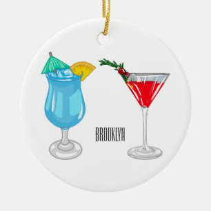 Cocktail cartoon illustration  ceramic tree decoration