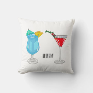 Cocktail cartoon illustration  cushion