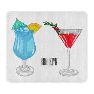 Cocktail cartoon illustration cutting board