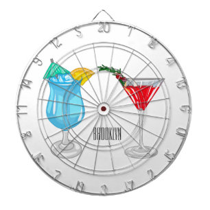Cocktail cartoon illustration dartboard