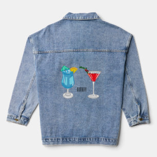 Cocktail cartoon illustration denim jacket