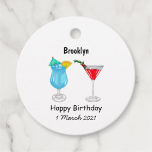 Cocktail cartoon illustration favour tags