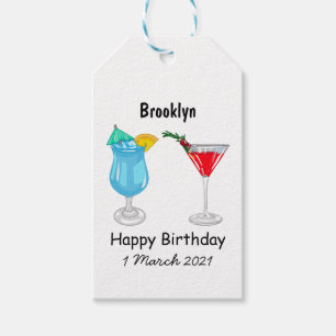 Cocktail cartoon illustration gift tags
