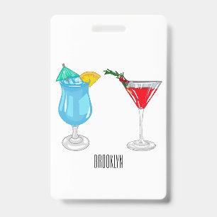 Cocktail cartoon illustration ID badge