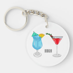 Cocktail cartoon illustration  key ring