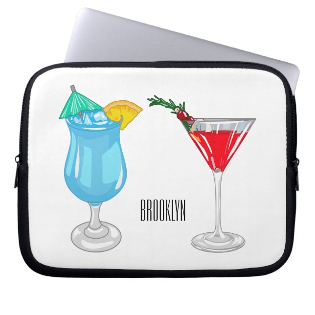 Cocktail cartoon illustration  laptop sleeve (Front)