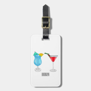 Cocktail cartoon illustration luggage tag