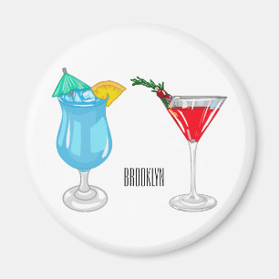 Cocktail cartoon illustration  magnet