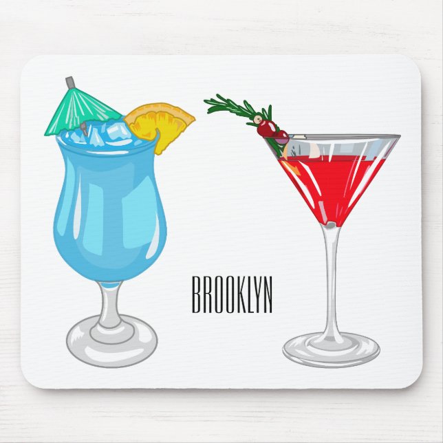 Cocktail cartoon illustration mouse pad (Front)