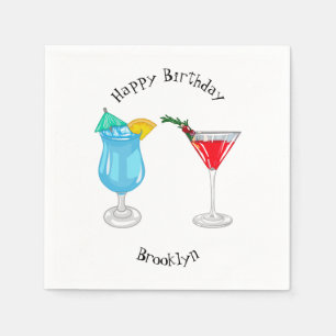 Cocktail cartoon illustration napkin