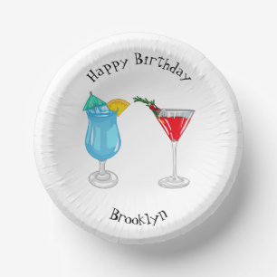 Cocktail cartoon illustration paper plate