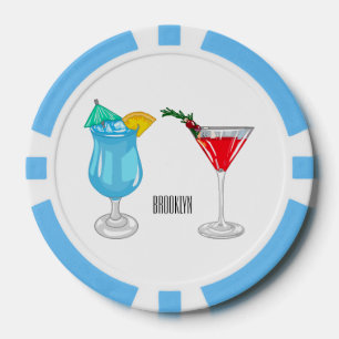 Cocktail cartoon illustration poker chips