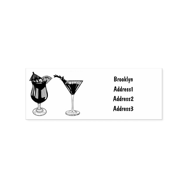 Cocktail cartoon illustration rubber stamp (Imprint)