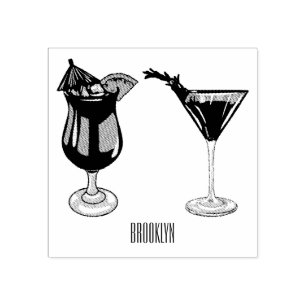 Cocktail cartoon illustration rubber stamp