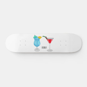 Cocktail cartoon illustration  skateboard