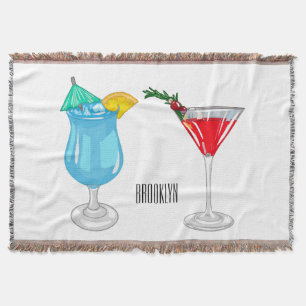 Cocktail cartoon illustration throw blanket