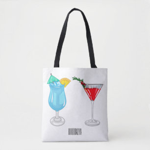 Cocktail cartoon illustration tote bag