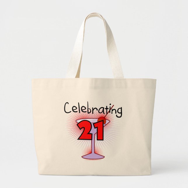 Cocktail Celebrating 21 Tshirts and Gifts Large Tote Bag (Front)