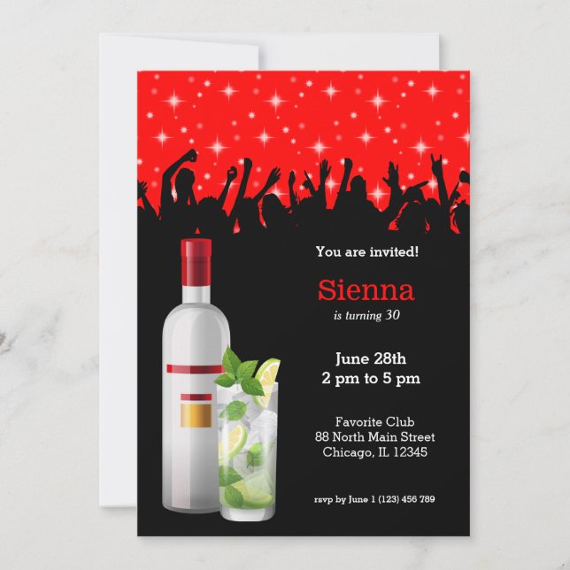 Cocktail * choose background colour invitation (Front)