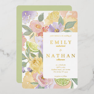 Cocktail & Citrus Fruit Wedding Watercolor Florals