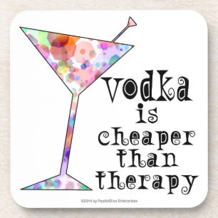 COCKTAIL COASTER SETS, VODKA CHEAPER THAN THERAPY
