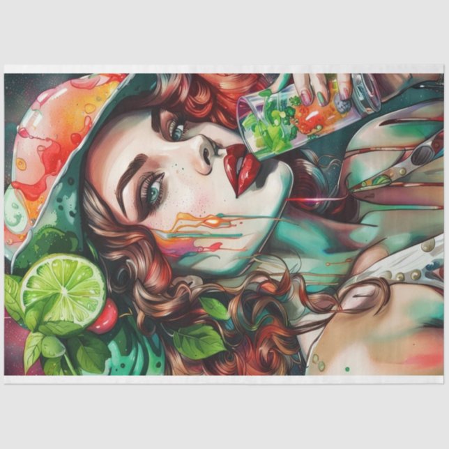 Cocktail Cutie Mojito Decoupage Paper  (Front)