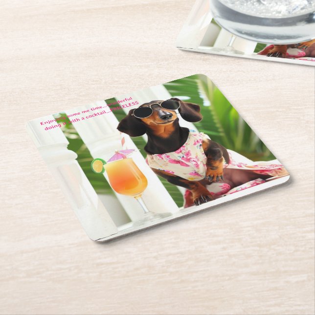 Cocktail Dachshund Drink Coasters (Angled)