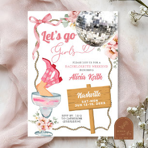 Cocktail Disco Cowgirl Rodeo Bachelorette Weekend Invitation