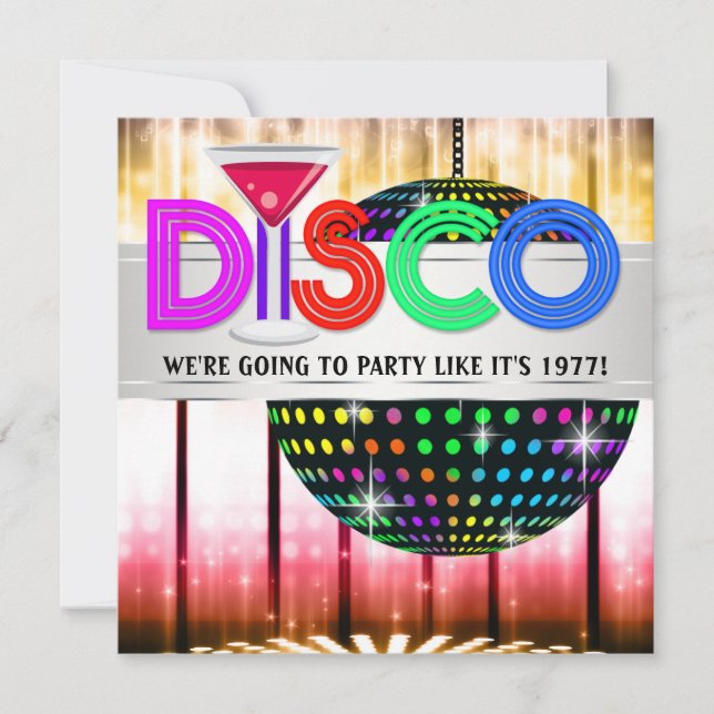 Cocktail Disco Dance Party Invitations (Front)