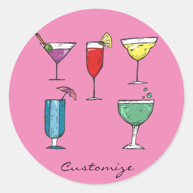 Cocktail Drink Assortment Thunder_Cove Classic Round Sticker (Front)