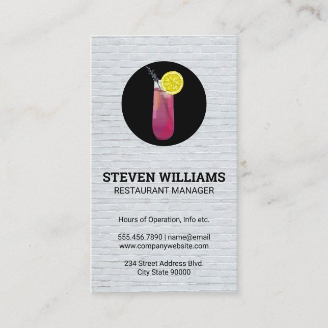 Cocktail Drink | Beverage Icon Business Card (Front)
