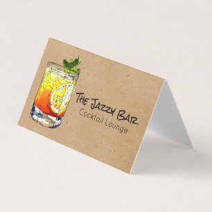Cocktail Drink Illustration Lounge Bar Business Card