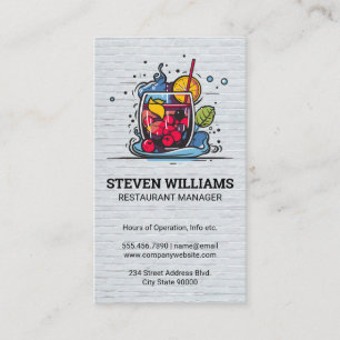 Cocktail Drink Illustration Restaurant Business Card