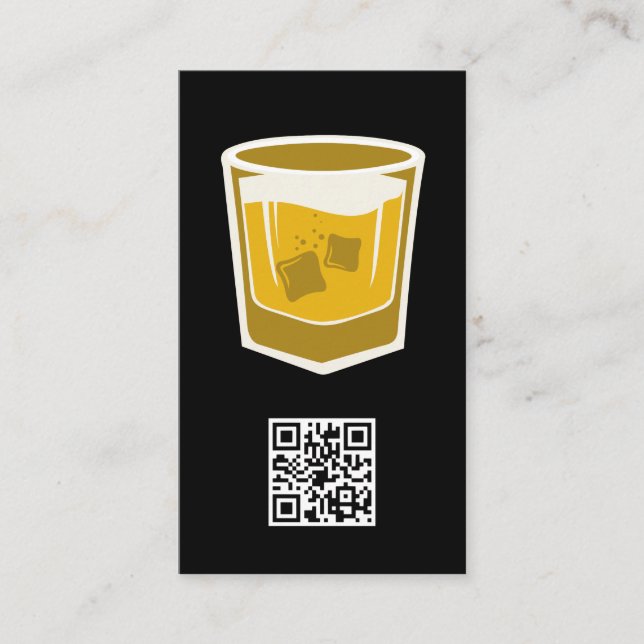 Cocktail Drink Logo / QR Barcode Business Card (Front)